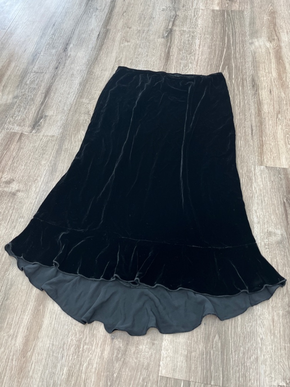 J. Crew Black Velvet High-Low Midi Skirt